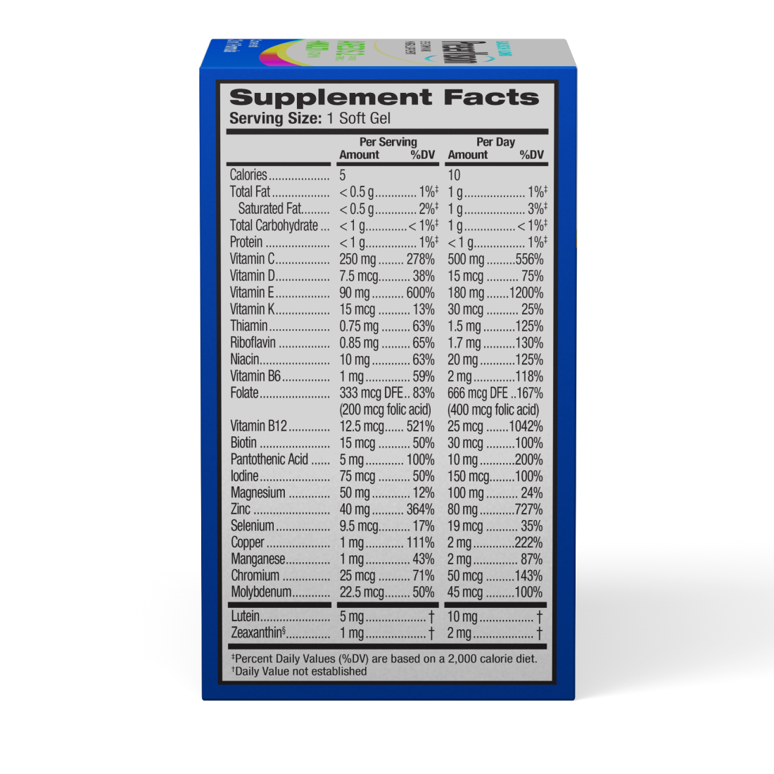 Supplement facts of PreserVision AREDS 2 Multivitamin