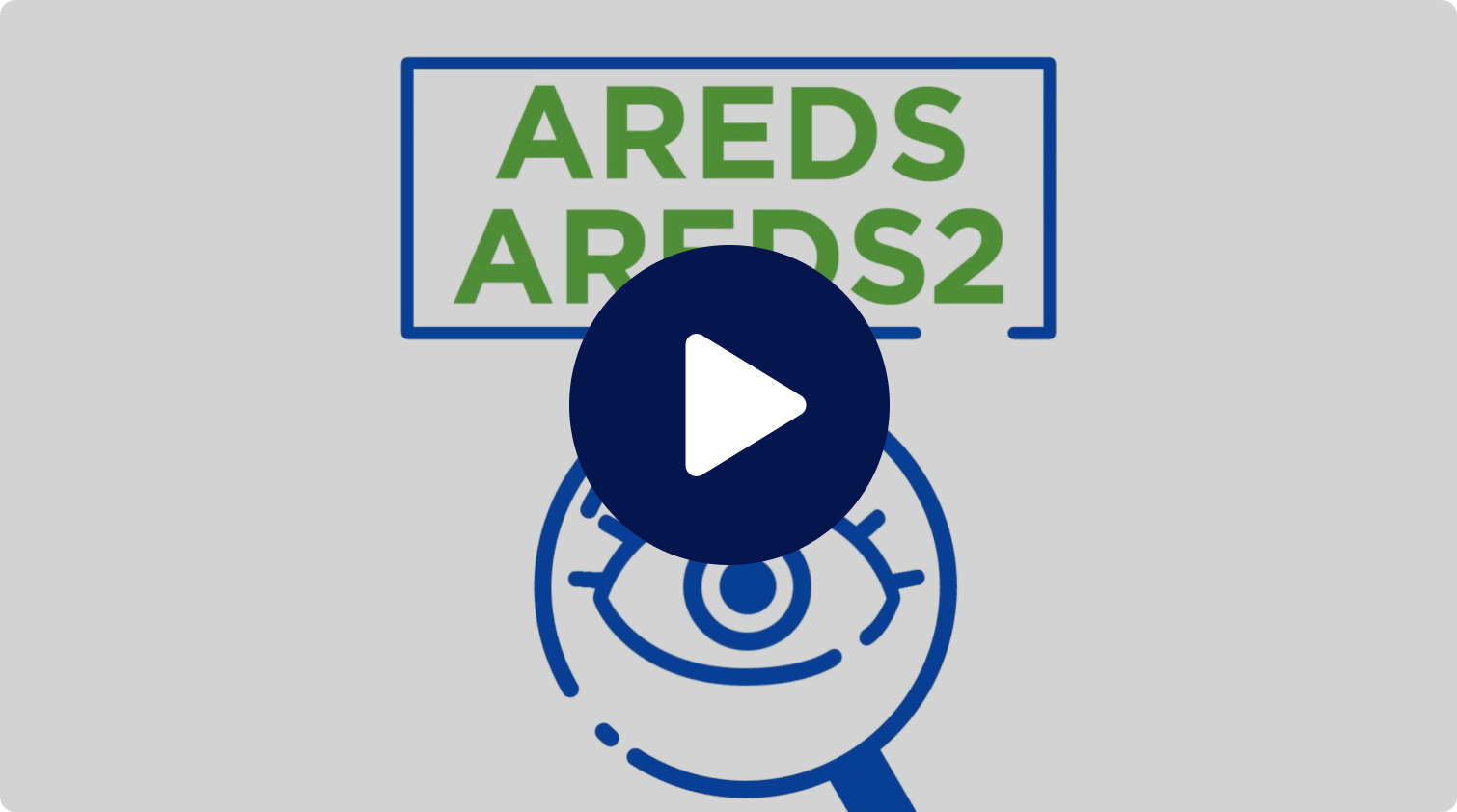 AREDS and AREDS2 over a magnified glass with an eye in it 